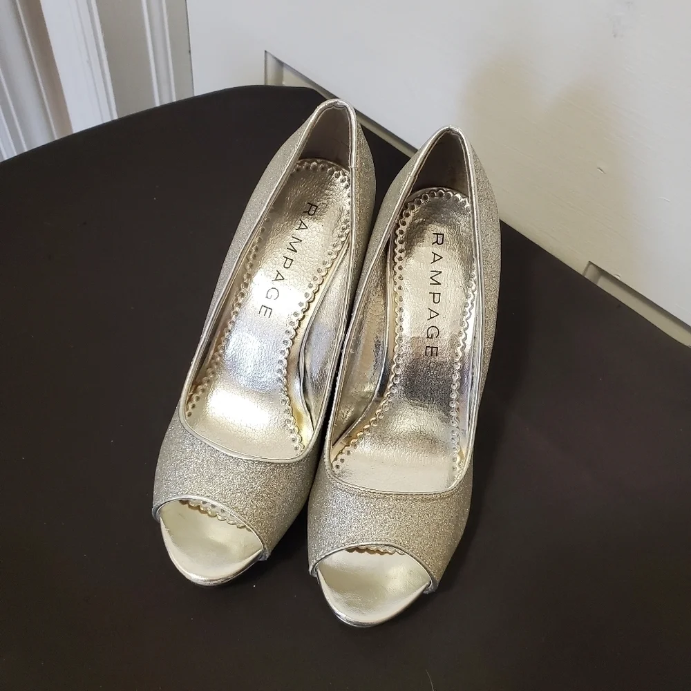 Rampage Silver Glitter Peeptoe Gracee Heel…